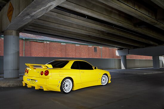 Yellow Nissan Skyline R34 by John Jovic