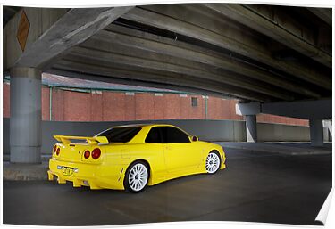 Yellow Nissan Skyline