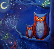 The Forest At Night - Owl Art by SusanRodio