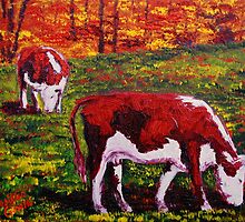 New England Autumn Cows by sesillie