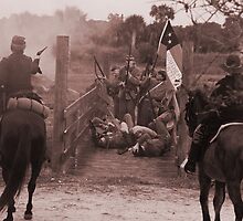 Bridge fight sepia by Larry Grayam