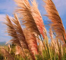 Long tall fluffy grass as pseudo oil painting by Sue Leonard