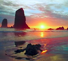 Sunset, Cannon Beach Oregon 1, USA by Forrest Ray