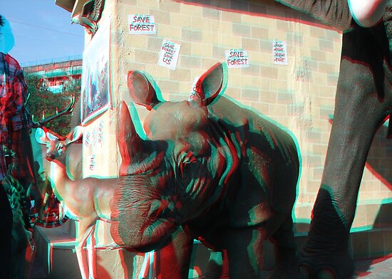 Rhino Mural in Anaglyph 3D by Tridib Ghosh