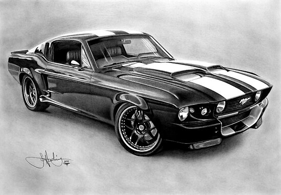 Mustang GT500 drawing by John Harding