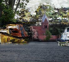 A guard ships of Curonian Temple by Antanas