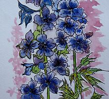 Untitled Watercolour - Flowers by Angela Gannicott