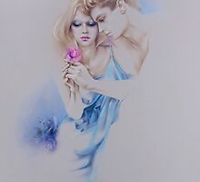 "Geschenkte Rose" Pastel Pencil Artwork by Sara Moon