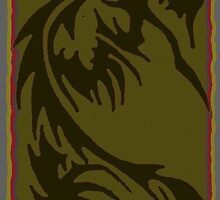 olive green tribal dragon by g1bson