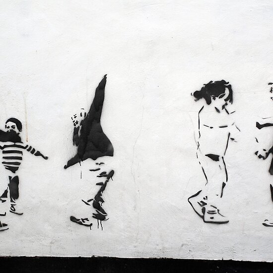 children playing. Children Playing: Stencil Art