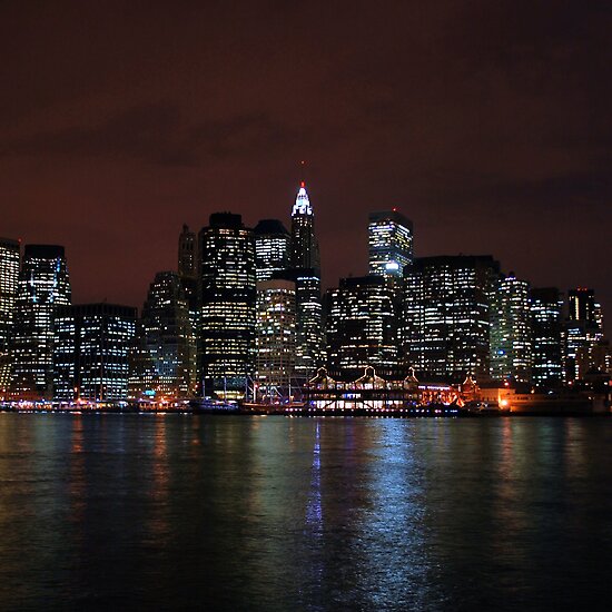 new york city at night skyline. NYC Skyline from Brooklyn at