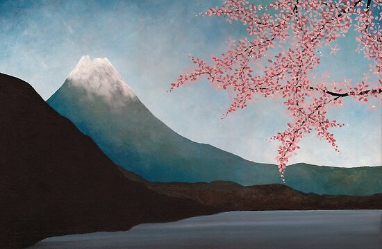 cherry blossom japanese art. Mount Fuji : Japanese Art by