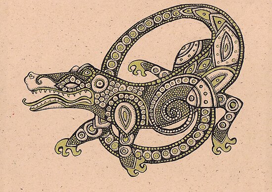 Tribal Lizard Tattoo Posters Dancing Alligator by Lynnette Shelley