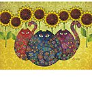 Cats With Sunflowers by sandygrafik