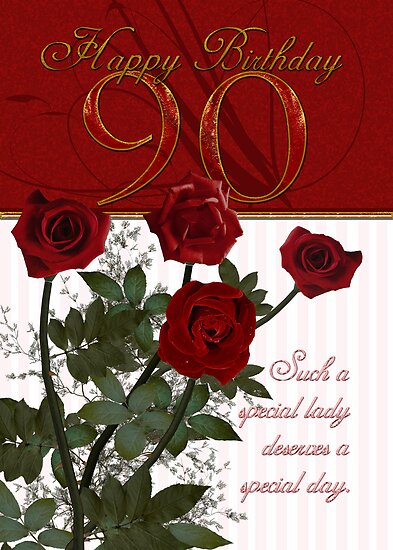 Birthday Cards With Roses. 90th Birthday Card With Roses