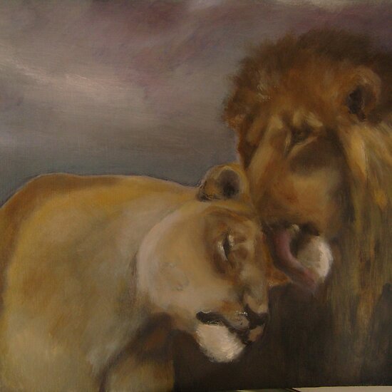 pictures of lions and lionesses. Lion and lioness greeting. by