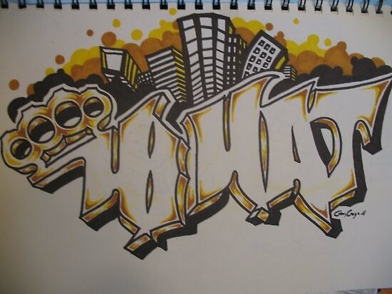 Brass Knuckle Graffiti. Tattoo Design. 2010