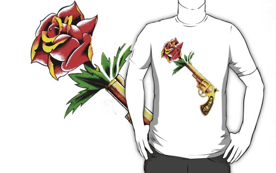 Gun Rose Tattoo T Shirt