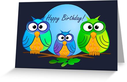 Cute Happy Birthday Animals. owls, happy, irthday, animals