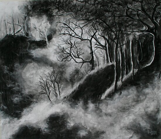 black and white clouds drawing. Black and White Forest in