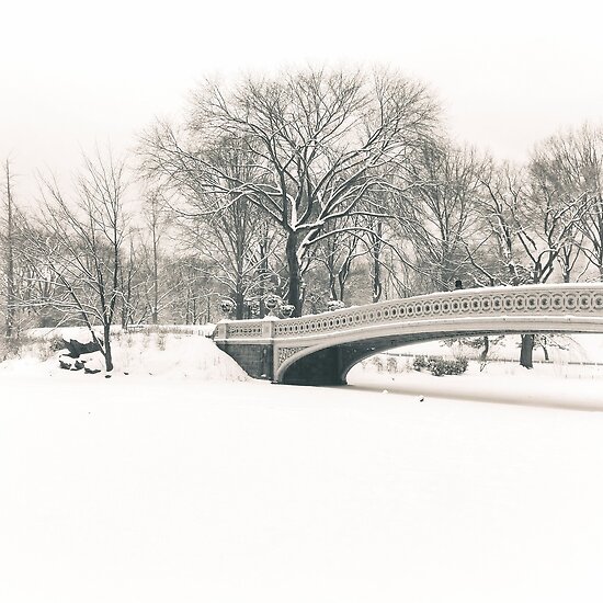 bow bridge in central park nyc. Bow Bridge After Snowfall,