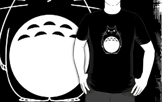 black and white earth outline. White Totoro Outline T-Shirt