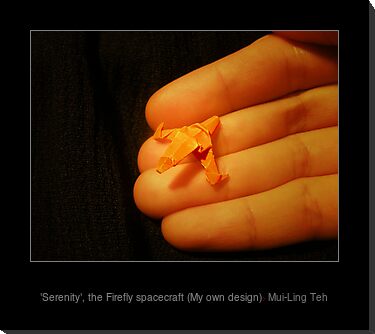 Miniature origami "Serenity" the Firefly Spacecraft
